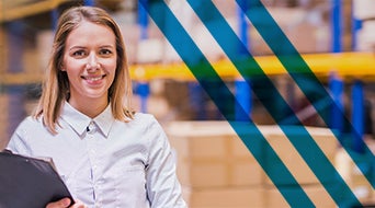 Portrait of a woman warehouse worker or supervisor.